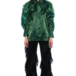 TALULLA TIE NECK LONG SLEEVE BLOUSE -helmut shop talulla tie neck long sleeve blouse green 3 3 c1