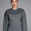 TATUM STRUCTURED FIT CREWNECK CORSET SWEATSHIRT