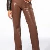 TE QUIERO HIGH RISE VEGAN LEATHER STRAIGHT LEG PANTS IN BROWN