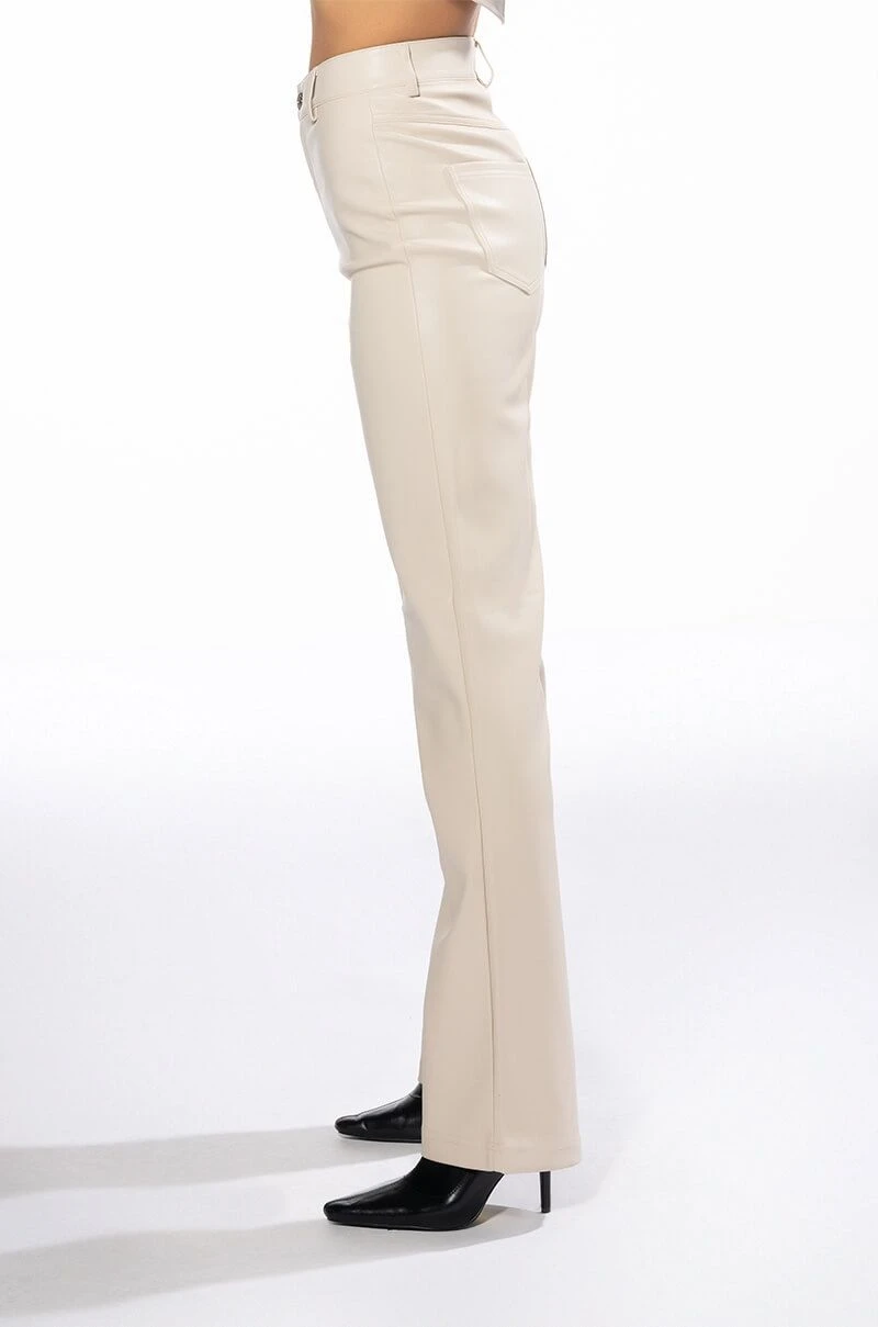 TE QUIERO HIGH RISE VEGAN LEATHER STRAIGHT LEG PANTS IN IVORY 7 TE QUIERO HIGH RISE VEGAN LEATHER STRAIGHT LEG PANTS IN IVORY - Image 5