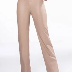 TE QUIERO HIGH RISE VEGAN LEATHER STRAIGHT LEG PANTS IN PINK