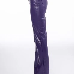 TE QUIERO HIGH RISE VEGAN LEATHER STRAIGHT LEG PANTS IN PURPLE -helmut shop te quiero high rise vegan leather straight leg pants in purple purple 5 5