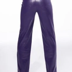 TE QUIERO HIGH RISE VEGAN LEATHER STRAIGHT LEG PANTS IN PURPLE -helmut shop te quiero high rise vegan leather straight leg pants in purple purple 6 6