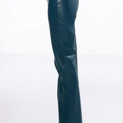TE QUIERO HIGH RISE VEGAN LEATHER STRAIGHT LEG PANTS IN TEAL -helmut shop te quiero high rise vegan leather straight leg pants in teal teal 4 4