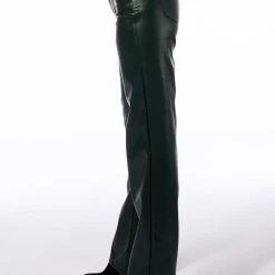 TE QUIERO HIGH RISE VEGAN LEATHER STRAIGHT LEG PANTS -helmut shop te quiero high rise vegan leather straight leg pants green 4 4