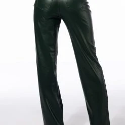 TE QUIERO HIGH RISE VEGAN LEATHER STRAIGHT LEG PANTS -helmut shop te quiero high rise vegan leather straight leg pants green 5 5