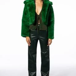 TE QUIERO HIGH RISE VEGAN LEATHER STRAIGHT LEG PANTS -helmut shop te quiero high rise vegan leather straight leg pants green 7 7