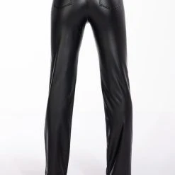 TE-QUIERO HIGH RISE VEGAN LEATHER WIDE LEG PANT WITH 4 WAY STRETCH -helmut shop te quiero high rise vegan leather wide leg pant black 7 7 c1 c1 c1