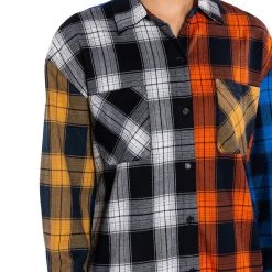 TEEN SPIRIT ULTRA LONG PLAID BUTTON DOWN -helmut shop teen spirit ultra long plaid button down multi 8 8