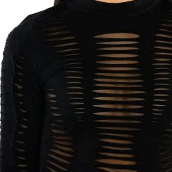 TELL EM DISTRESSED LAYERED LONG SLEEVE TOP -helmut shop tell em distressed layered long sleeve top black 6 6 c1