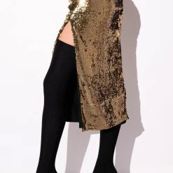 THANK THE ACADEMY HIGH SLIT MAXI SKIRT -helmut shop thank the academy high slit maxi skirt gold 4 4