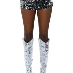 THE BEST ME SEQUIN SHORTS -helmut shop the best me sequin shorts black silver 10 10