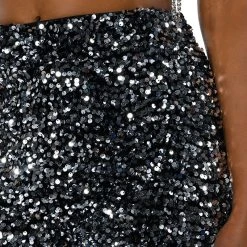 THE BEST ME SEQUIN SHORTS -helmut shop the best me sequin shorts black silver 13 13
