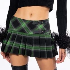 THE FLIRT PLEATED MICRO MINI SKIRT -helmut shop the flirt pleated micro mini skirt green 2 2