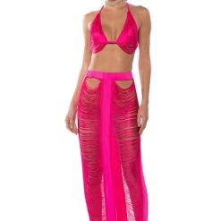 THE GODDESS IN ME TWO PIECE FRINGE SET -helmut shop the goddess in me two piece fringe set fuchsia 2 2