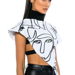 THE CROWD FRENCH TERRY ASYMMETRICAL TOP -helmut shop the in crowd french terry asymmetrical top ivory multi 2 2