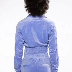 THE JET SETTER VELVET CROPPED SWEATSHIRT -helmut shop the jet setter velvet cropped sweatshirt very peri 5 5 c1 c1