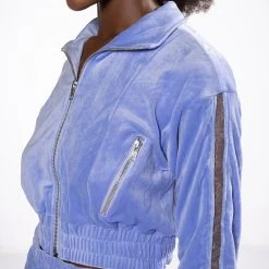 THE JET SETTER VELVET CROPPED SWEATSHIRT -helmut shop the jet setter velvet cropped sweatshirt very peri 6 6 c1 c1