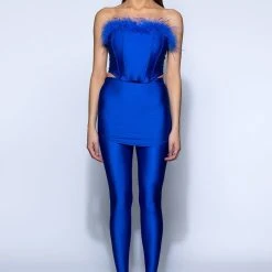 THE MOMENT FEATHER DETAIL CORSET IN BLUE -helmut shop the moment feather detail corset in blue royal blue 9 9