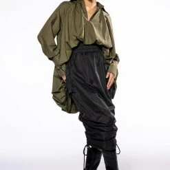 THE MUST HAVE BUBBLE POPLIN BLOUSE -helmut shop the must have bubble poplin blouse olive 2 2