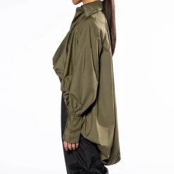 THE MUST HAVE BUBBLE POPLIN BLOUSE -helmut shop the must have bubble poplin blouse olive 4 4