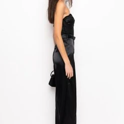 THE ONE AND ONLY WIDE LEG STRAPLESS JUMPSUIT WITH ATTACHED BELT -helmut shop the one and only wide leg strapless jumpsuit with attached belt black 3 3 c1