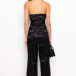 THE ONE AND ONLY WIDE LEG STRAPLESS JUMPSUIT WITH ATTACHED BELT -helmut shop the one and only wide leg strapless jumpsuit with attached belt black 4 4 c1