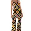 THE WAY YOU GROOVE CROCHET HALTER JUMPSUIT -helmut shop the way you groove crochet halter jumpsuit black multi 1 1 c1