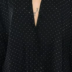 TIA EMBELLISHED OPEN BACK BUTTON UP BLOUSE -helmut shop tia embellished open back button up blouse black 8 8