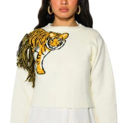 TIGER BABY CREW NECK LONG SLEEVE SWEATER