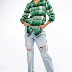 TOKYO STYLE EMBELLISHED PATCH BUTTON DOWN -helmut shop tokyo style embellished patch button down green multi 4 4