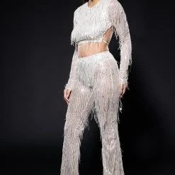 TONIGHT IS THE NIGHT SEQUIN LONG SLEEVE TOP IN CHAMPAGNE -helmut shop tonight is the night sequin long sleeve top in champagne champagne 2 2