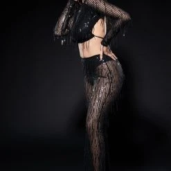 TONIGHT IS THE NIGHT SEQUIN LONG SLEEVE TOP -helmut shop tonight is the night sequin long sleeve top black 2 2