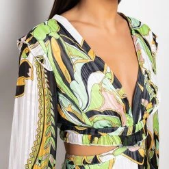 TOO GOOD TO YA ROMPER WITH CUT OUTS -helmut shop too good to ya romper with cut outs green multi 8 8