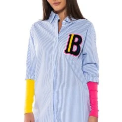 TOP OF THE CLASS BLUE BUTTON DOWN -helmut shop top of the class blue button down blue multi 2 2