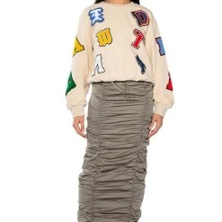 TOP OF THE WORLD CINCHED MAXI SKIRT -helmut shop top of the world cinched maxi skirt light grey 3 3