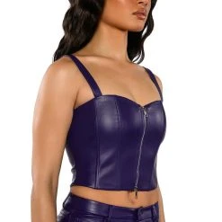 TRUE LOVE ZIP UP STRUCTURED TANK TOP -helmut shop true love zip up structured tank top purple 2 2