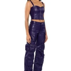 TRUE LOVE ZIP UP STRUCTURED TANK TOP -helmut shop true love zip up structured tank top purple 4 4