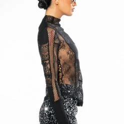 TRUST ISSUES LONG SLEEVE MOCK NECK PATCHWORK TOP -helmut shop trust issues long sleeve mock neck patchwork top black 4 4