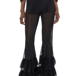 TRY AGAIN RUFFLED FLARE LEGGING -helmut shop try again ruffled flare legging black 2 2