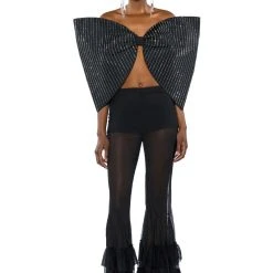 TRY AGAIN RUFFLED FLARE LEGGING -helmut shop try again ruffled flare legging black 4 4