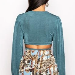 TRY HARDER TIE FRONT CROP TOP -helmut shop try harder tie front crop top blue 5 5