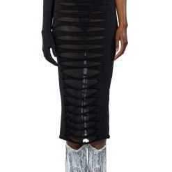 TRY ME DISTRESSED MIDI SKIRT -helmut shop try me distressed midi skirt black 3 3