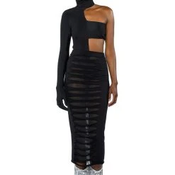 TRY ME DISTRESSED MIDI SKIRT -helmut shop try me distressed midi skirt black 5 5