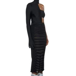 TRY ME DISTRESSED MIDI SKIRT -helmut shop try me distressed midi skirt black 6 6