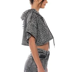 TURN IT UP SHORT SLEEVE PULLOVER HOODIE -helmut shop turn it up short sleeve pullover hoodie grey 4 4