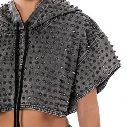 TURN IT UP SHORT SLEEVE PULLOVER HOODIE -helmut shop turn it up short sleeve pullover hoodie grey 6 6