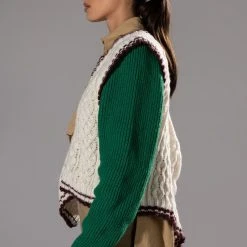 UNDECIDED MIXED MATERIAL BUTTON DOWN TOP -helmut shop undecided mixed material button down top beige multi 4 4