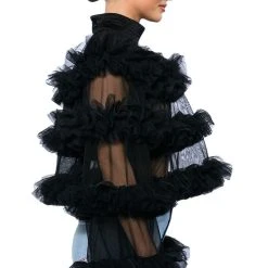 MULTI LAYER RUFFLES STATEMENT TOP -helmut shop uniquely you ruffle statement top black 5 5