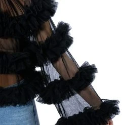 MULTI LAYER RUFFLES STATEMENT TOP -helmut shop uniquely you ruffle statement top black 6 6